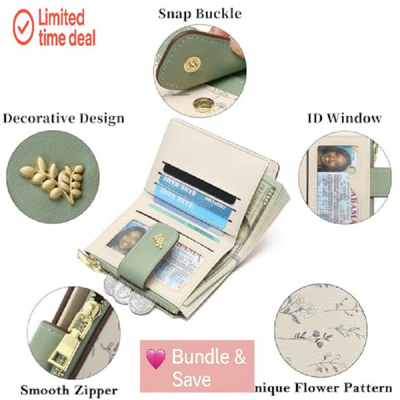 RFID Blocking Leather Bifold Wallet with Zipper Pocket & ID Window - Picture 6 of 7